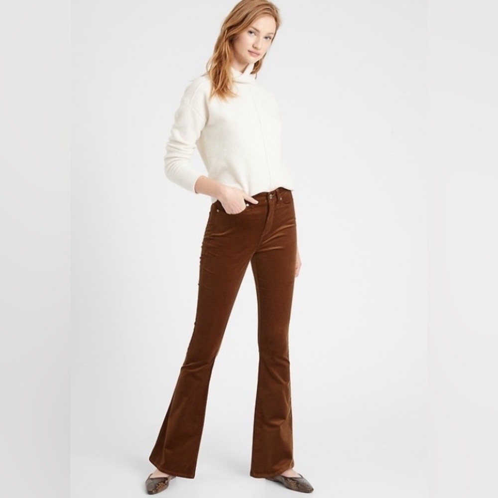 BANANA REPUBLIC Sz 29S Velvet High Rise 5 Pockets Flare Pants